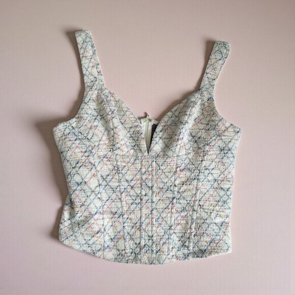 VICi Cream Embroidered Corset Tank Top Size XL - Picture 1 of 9